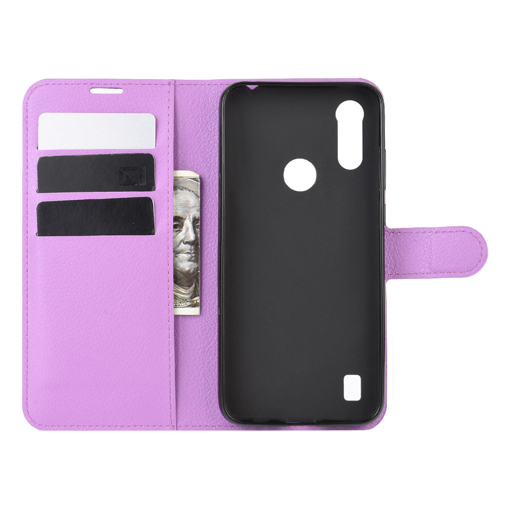 Litchi Surface with Wallet Leather Shell for Motorola Moto E6s (2020)