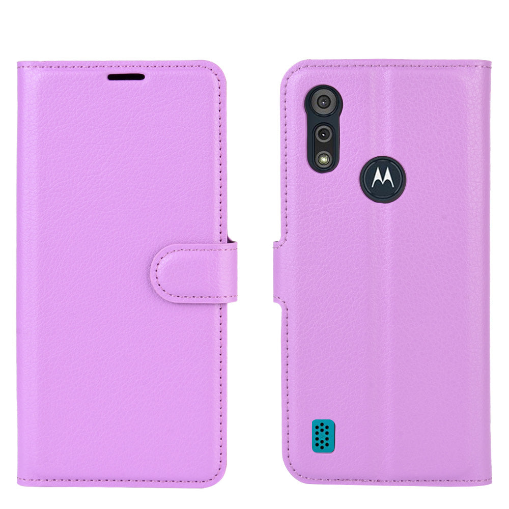 Litchi Surface with Wallet Leather Shell for Motorola Moto E6s (2020)