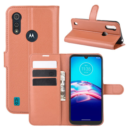 Litchi Surface with Wallet Leather Shell for Motorola Moto E6s (2020)