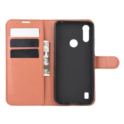 Litchi Surface with Wallet Leather Shell for Motorola Moto E6s (2020)