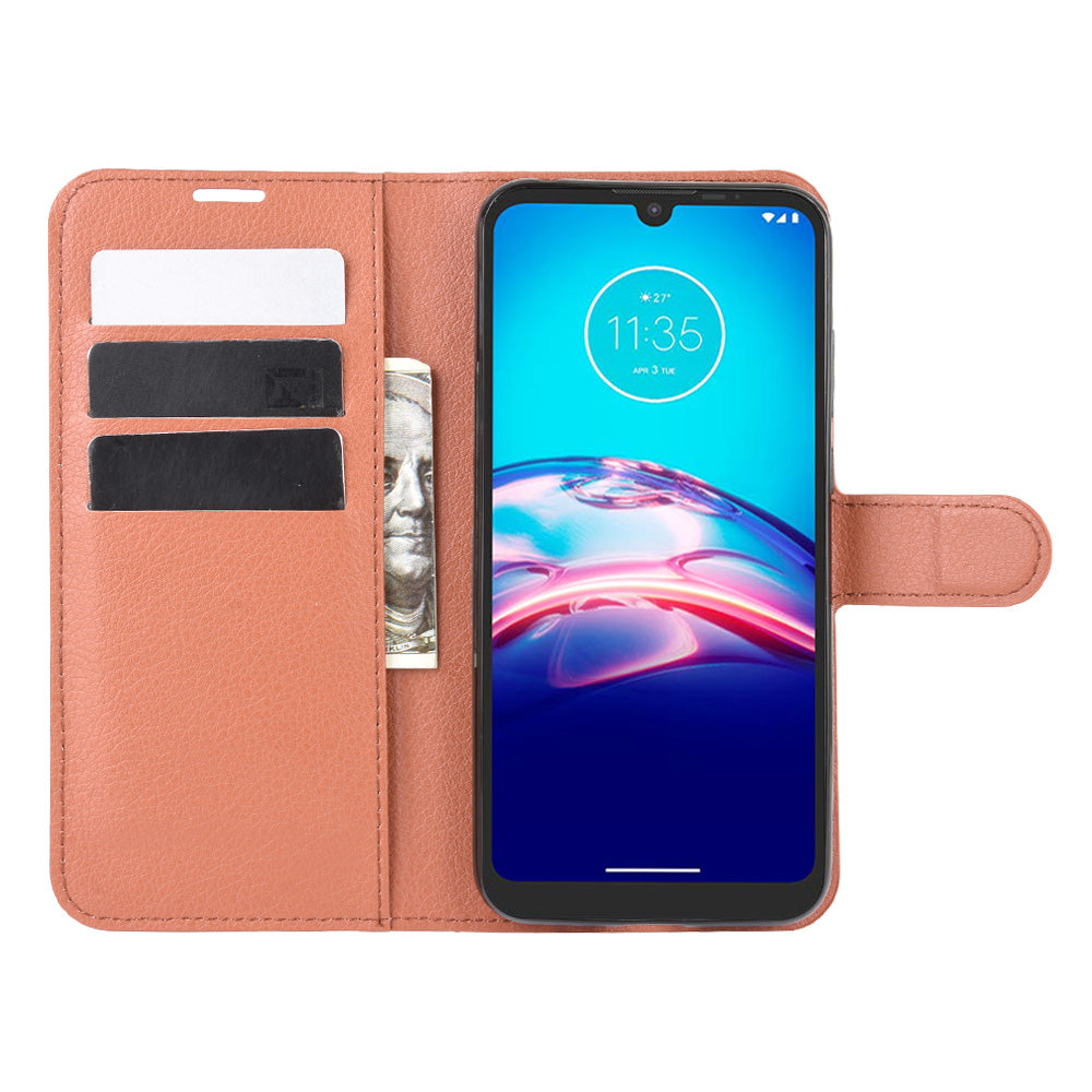 Litchi Surface with Wallet Leather Shell for Motorola Moto E6s (2020)