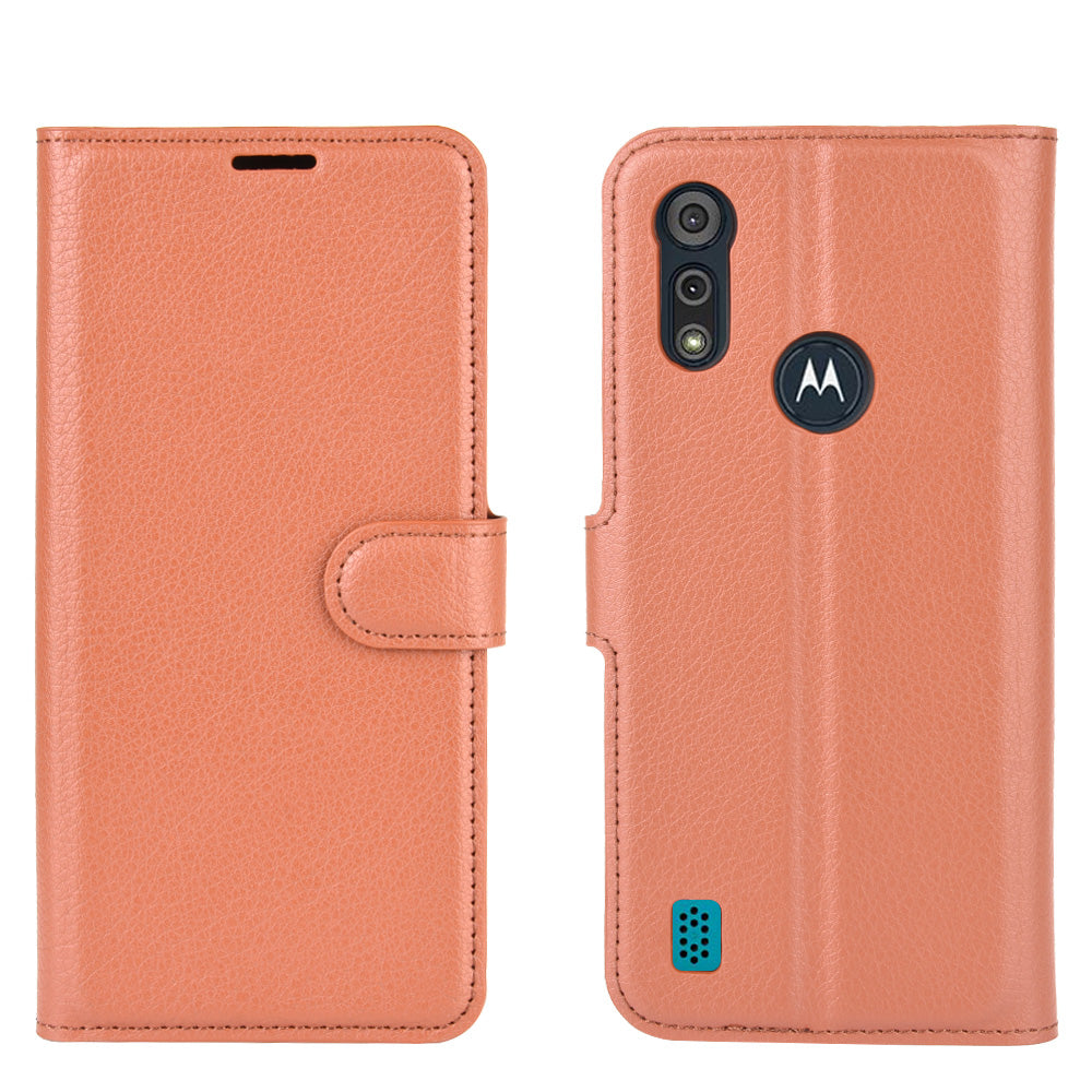 Litchi Surface with Wallet Leather Shell for Motorola Moto E6s (2020)