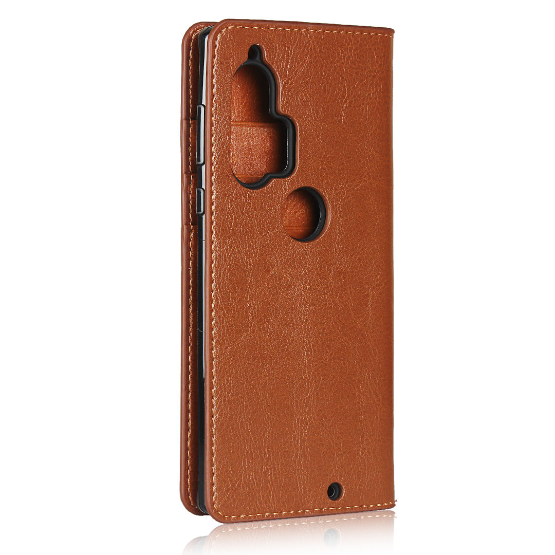 Crazy Horse Skin Genuine Leather Cover for Motorola Edge Plus