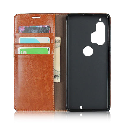 Crazy Horse Skin Genuine Leather Cover for Motorola Edge Plus