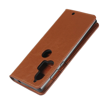 Crazy Horse Skin Genuine Leather Cover for Motorola Edge Plus