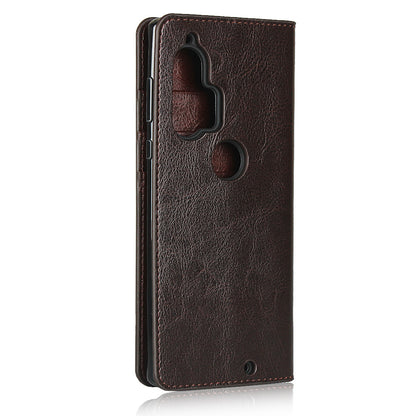 Crazy Horse Skin Genuine Leather Cover for Motorola Edge Plus