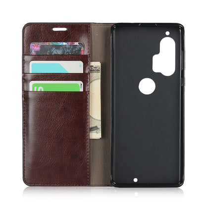 Crazy Horse Skin Genuine Leather Cover for Motorola Edge Plus