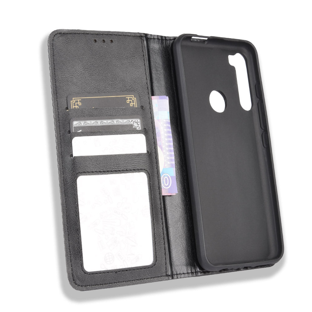 Auto-absorbed Retro Leather Wallet Protective Case for Motorola Moto One Fusion Plus