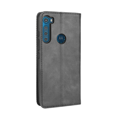 Auto-absorbed Retro Leather Wallet Protective Case for Motorola Moto One Fusion Plus