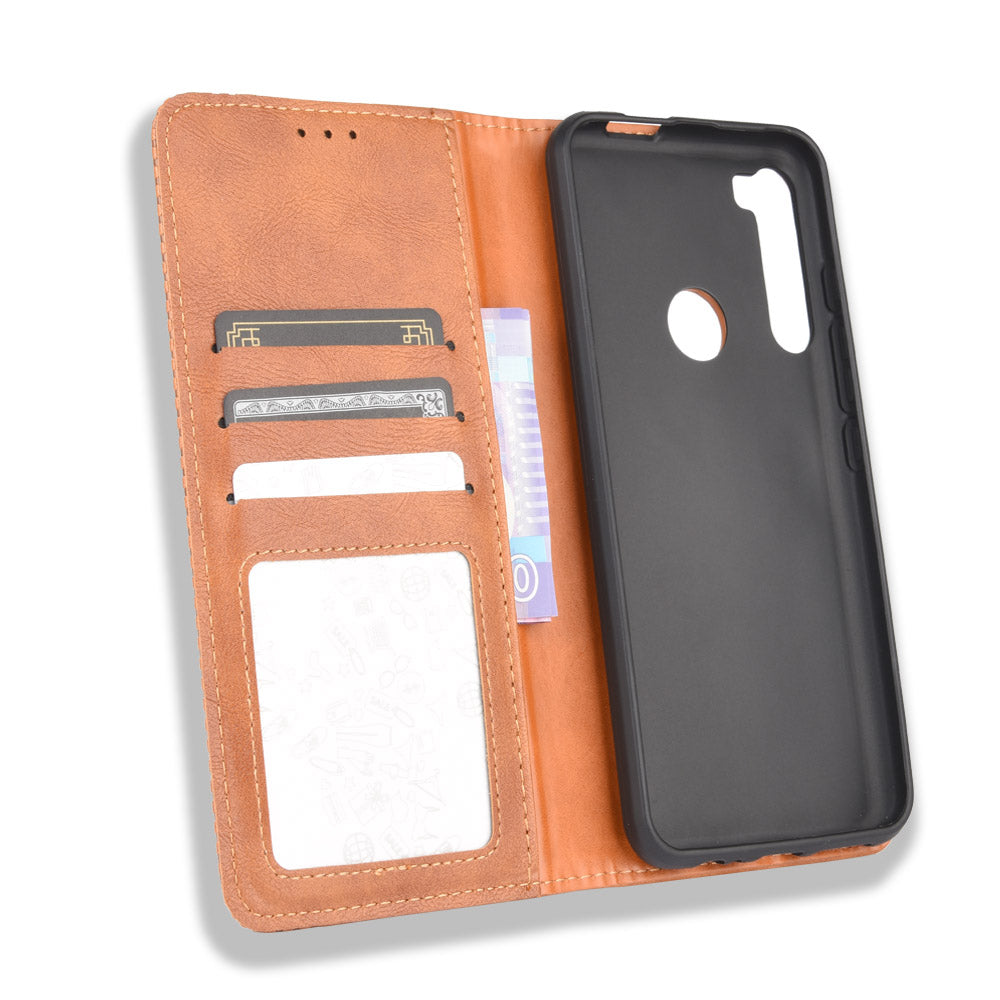 Auto-absorbed Retro Leather Wallet Protective Case for Motorola Moto One Fusion Plus