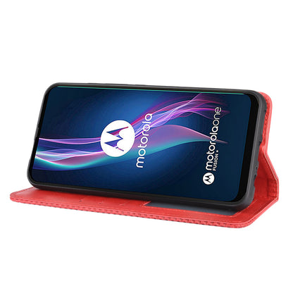 Auto-absorbed Retro Leather Wallet Protective Case for Motorola Moto One Fusion Plus