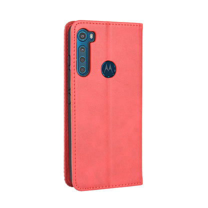 Auto-absorbed Retro Leather Wallet Protective Case for Motorola Moto One Fusion Plus