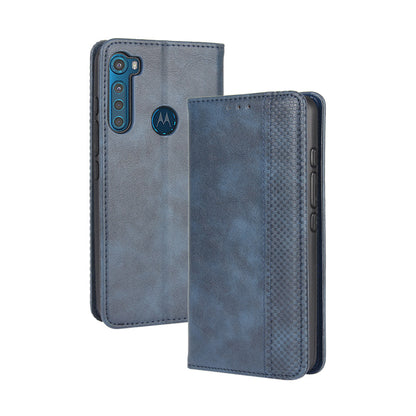 Auto-absorbed Retro Leather Wallet Protective Case for Motorola Moto One Fusion Plus