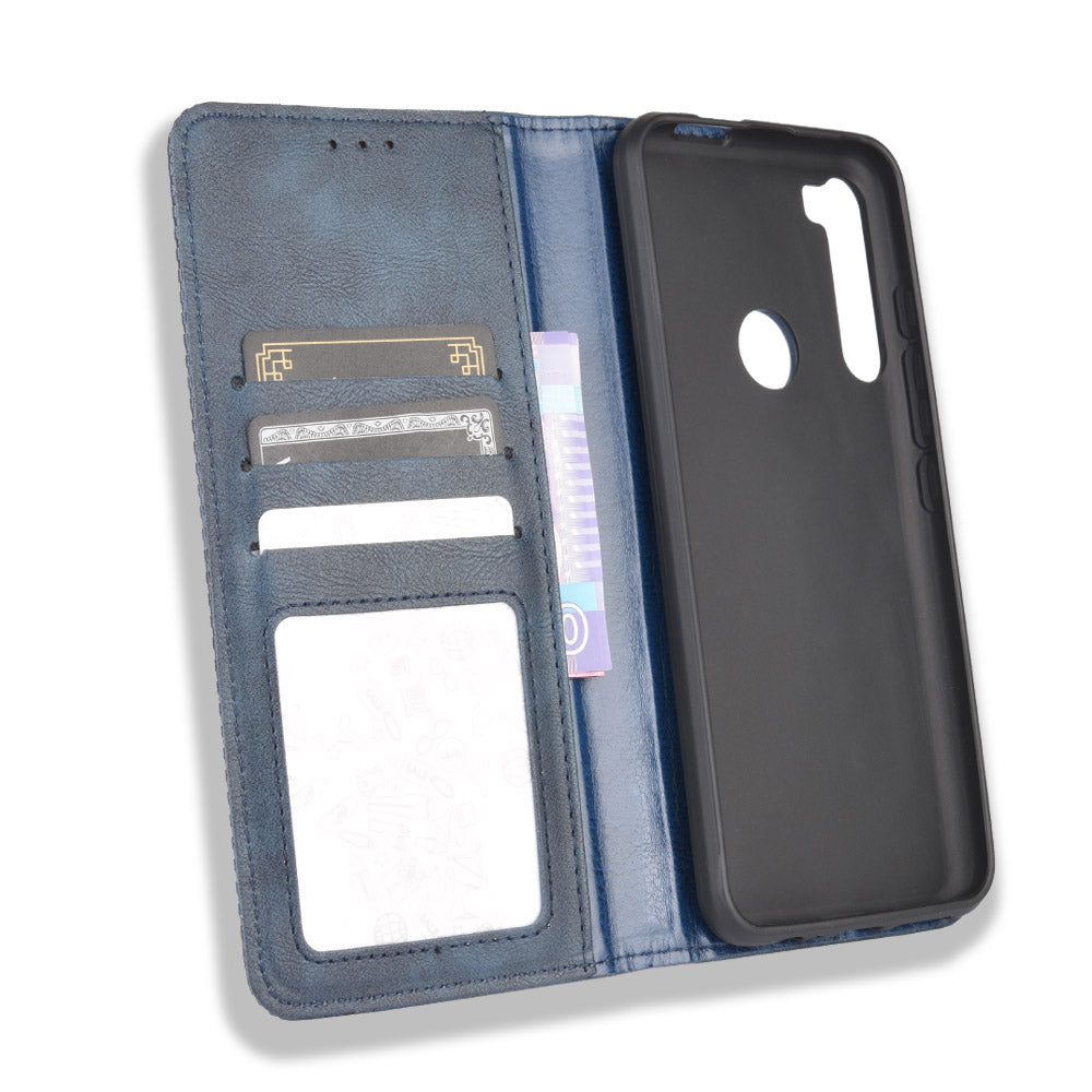 Auto-absorbed Retro Leather Wallet Protective Case for Motorola Moto One Fusion Plus