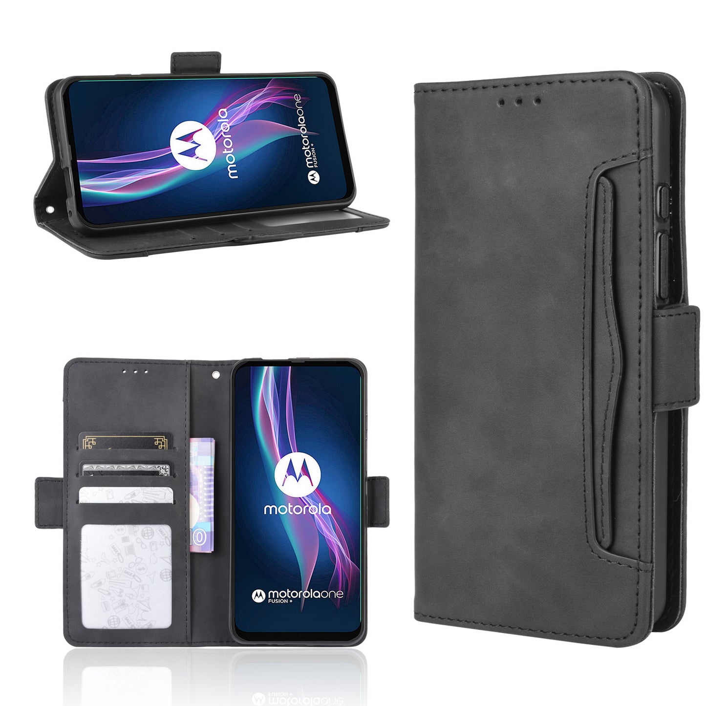 Wallet  Leather Stand Case for Motorola Moto One Fusion Plus