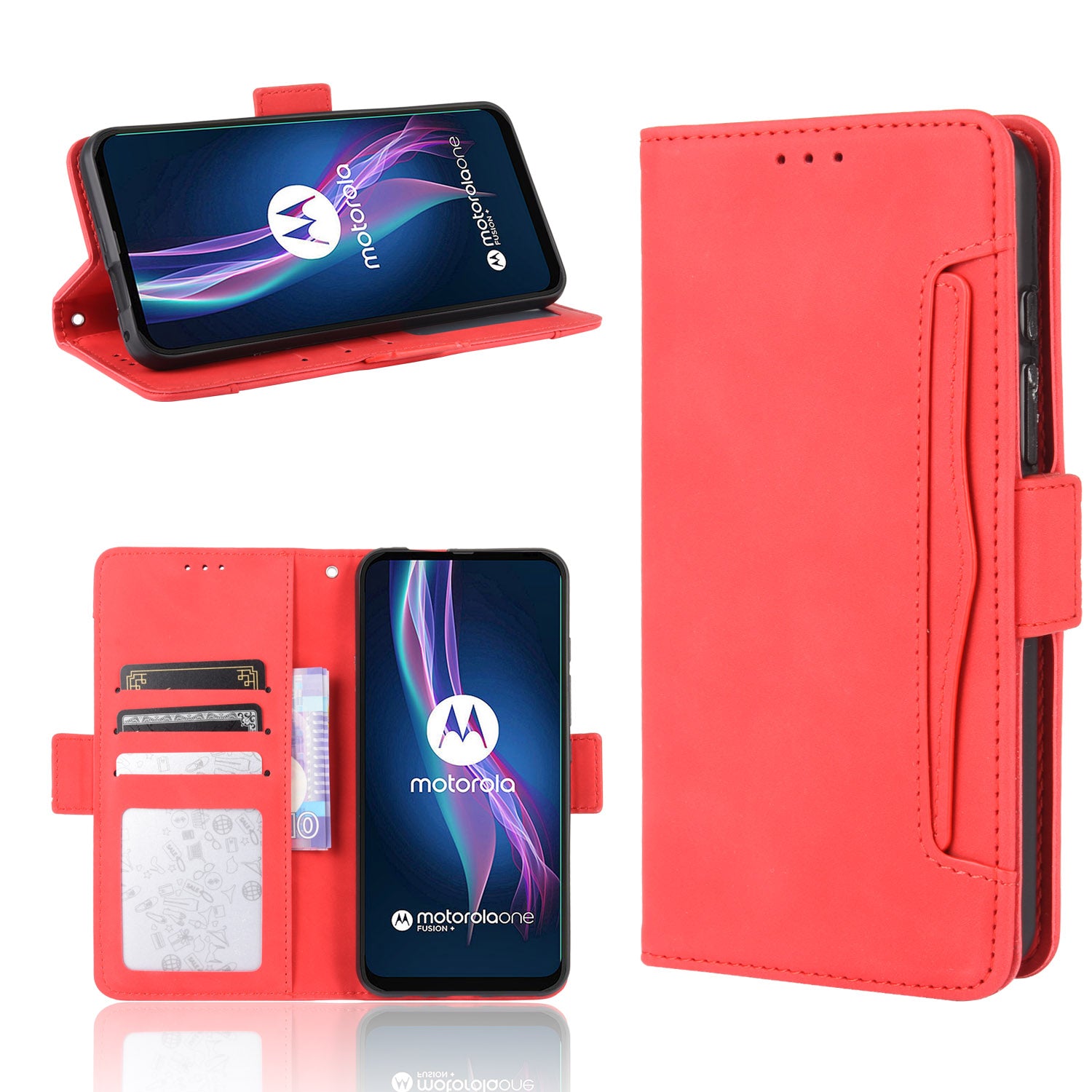 Wallet  Leather Stand Case for Motorola Moto One Fusion Plus