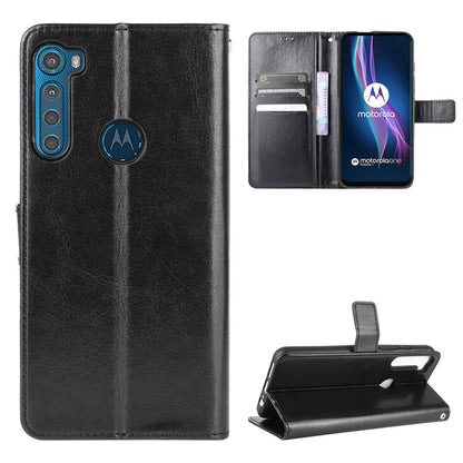 Crazy Horse Wallet Stand Leather Case Accessory for Motorola Moto One Fusion Plus