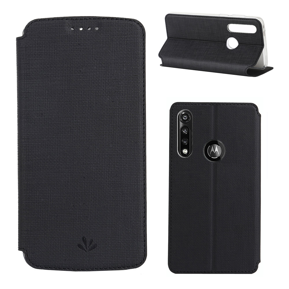 VILI DMX Cross Texture Leather Card Holder Case for Motorola Moto G Power