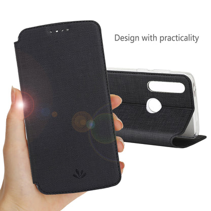 VILI DMX Cross Texture Leather Card Holder Case for Motorola Moto G Power