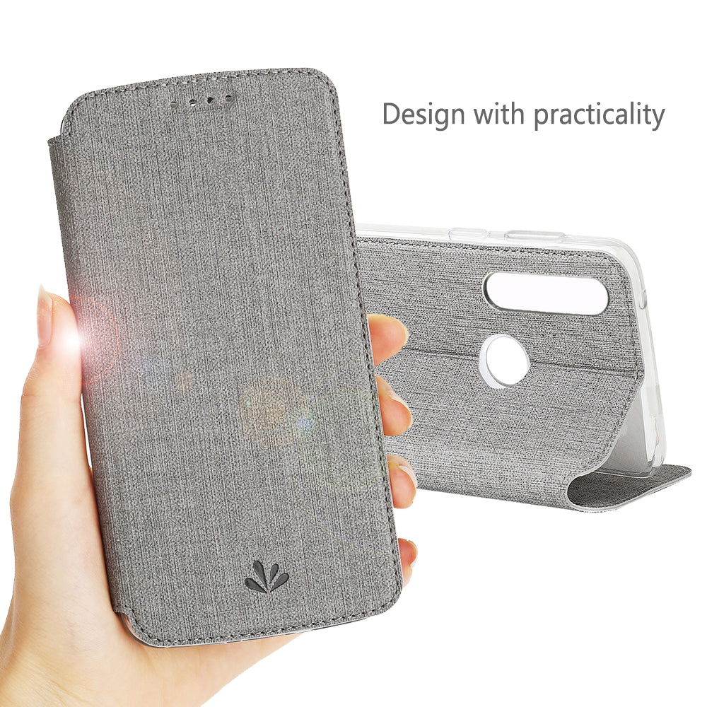 VILI DMX Cross Texture Leather Card Holder Case for Motorola Moto G Power