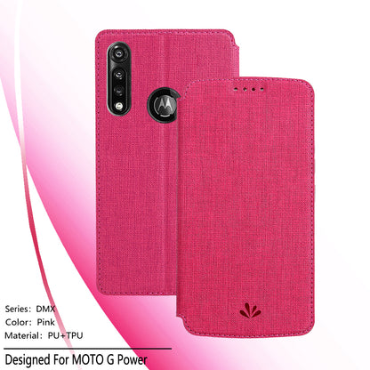 VILI DMX Cross Texture Leather Card Holder Case for Motorola Moto G Power