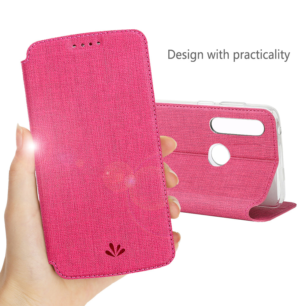 VILI DMX Cross Texture Leather Card Holder Case for Motorola Moto G Power