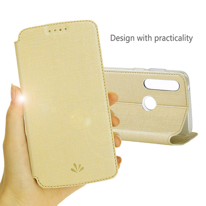 VILI DMX Cross Texture Leather Card Holder Case for Motorola Moto G Power