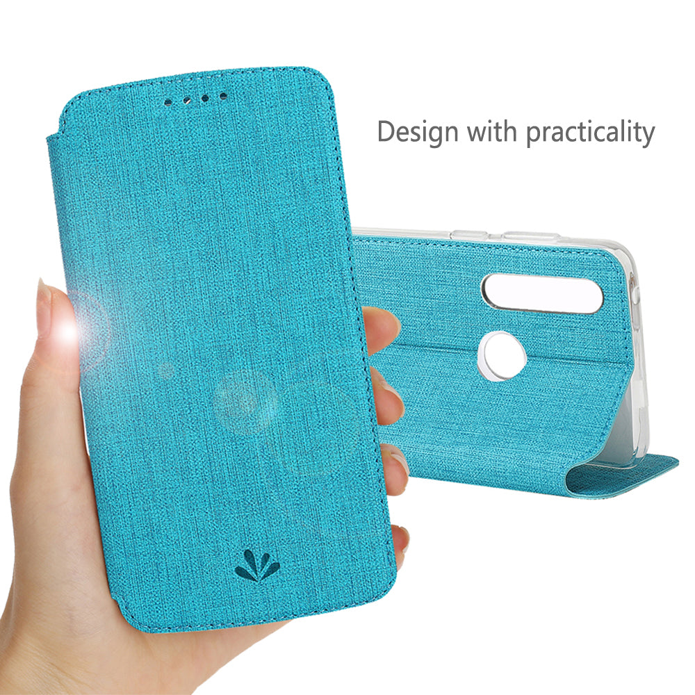 VILI DMX Cross Texture Leather Card Holder Case for Motorola Moto G Power