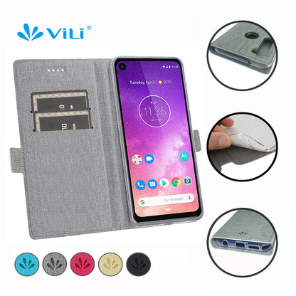 VILI DMK Leather Double Cards Side Buckle Style Phone Cover for Motorola Moto G Stylus/Moto G Pro