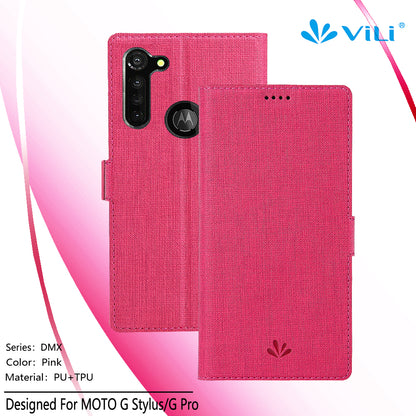 VILI DMK Leather Double Cards Side Buckle Style Phone Cover for Motorola Moto G Stylus/Moto G Pro