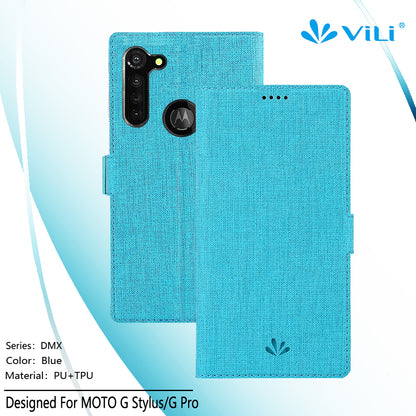 VILI DMK Leather Double Cards Side Buckle Style Phone Cover for Motorola Moto G Stylus/Moto G Pro