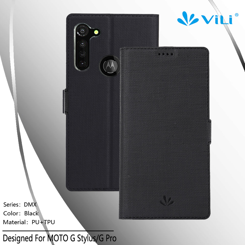 VILI DMK Leather Double Cards Side Buckle Style Phone Cover for Motorola Moto G Stylus/Moto G Pro