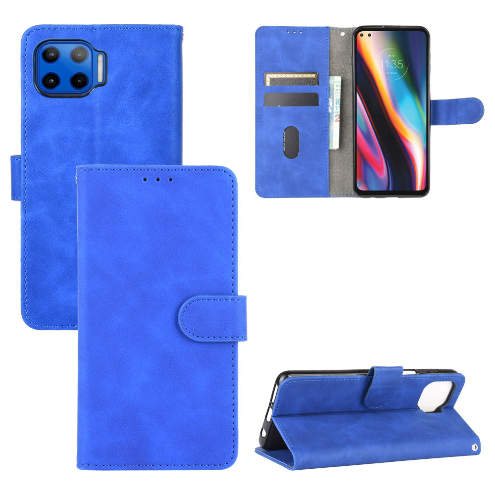 Skin-touch Wallet Stand Leather Flip Cover for Motorola Moto G 5G Plus