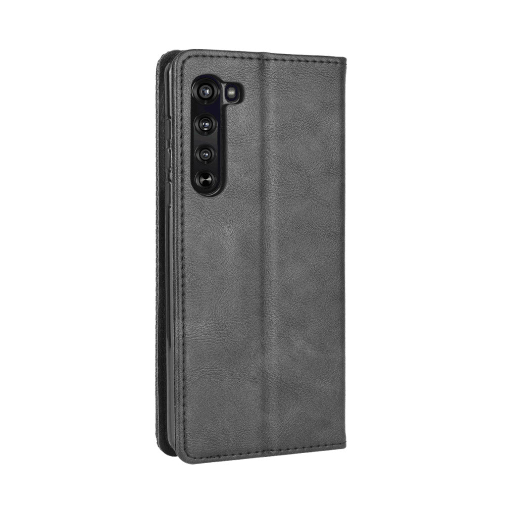 Vintage Style Leather Wallet Stand Case for Motorola Edge