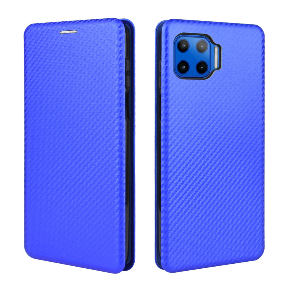 Auto-absorbed Carbon Fiber Texture Stand Leather Case for Motorola Moto G 5G Plus