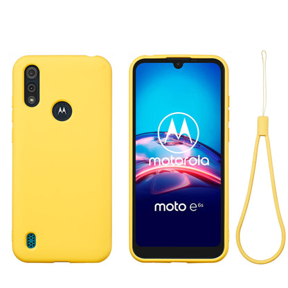 Liquid Silicone Phone Cover Case with Lanyard for Motorola Moto E6s (2020)