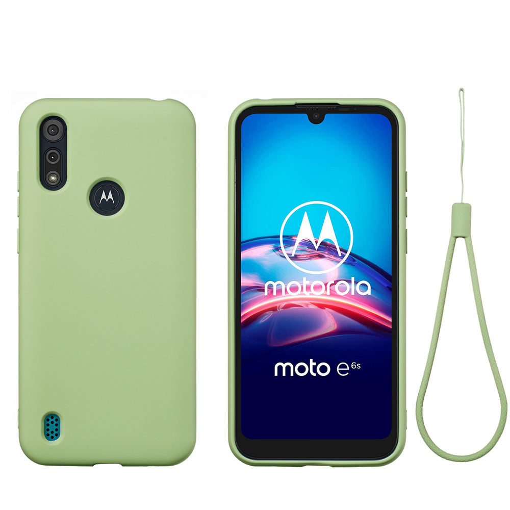 Liquid Silicone Phone Cover Case with Lanyard for Motorola Moto E6s (2020)