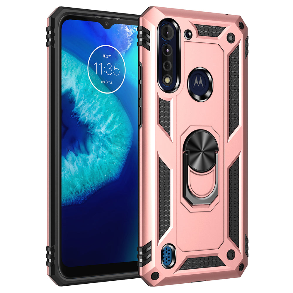 360° Rotatable Ring Kickstand Armor PC+TPU Combo Case for Motorola Moto G8 Power Lite