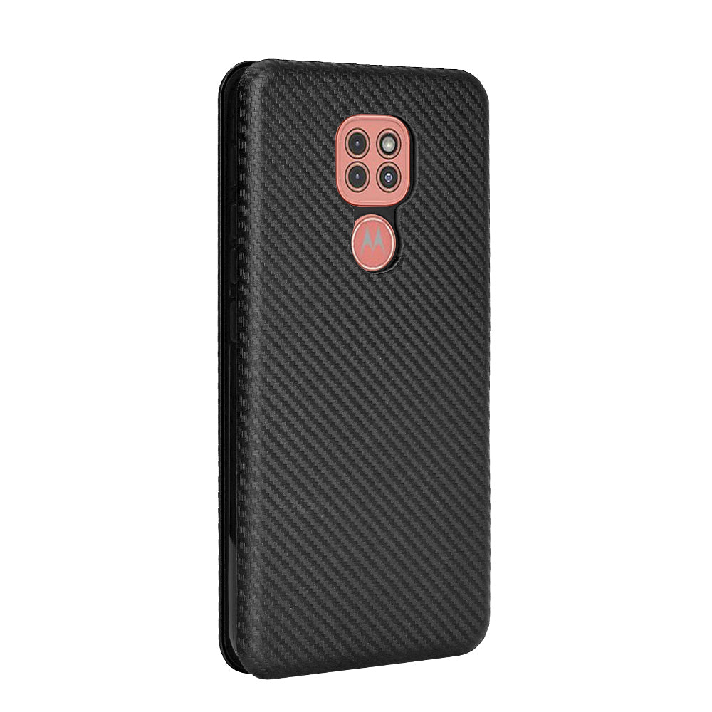 Carbon Fiber Skin Auto-absorbed Leather Cover for Motorola Moto G9 (India)/Moto G9 Play