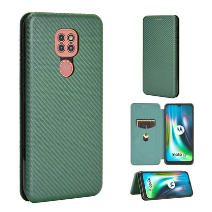 Carbon Fiber Skin Auto-absorbed Leather Cover for Motorola Moto G9 (India)/Moto G9 Play