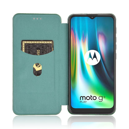 Carbon Fiber Skin Auto-absorbed Leather Cover for Motorola Moto G9 (India)/Moto G9 Play