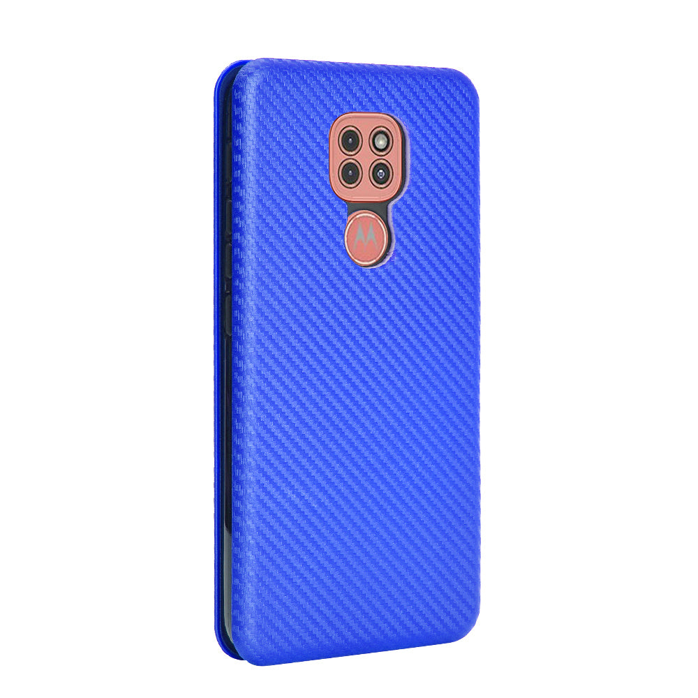 Carbon Fiber Skin Auto-absorbed Leather Cover for Motorola Moto G9 (India)/Moto G9 Play