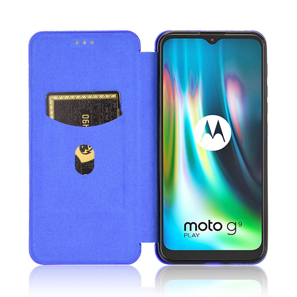 Carbon Fiber Skin Auto-absorbed Leather Cover for Motorola Moto G9 (India)/Moto G9 Play