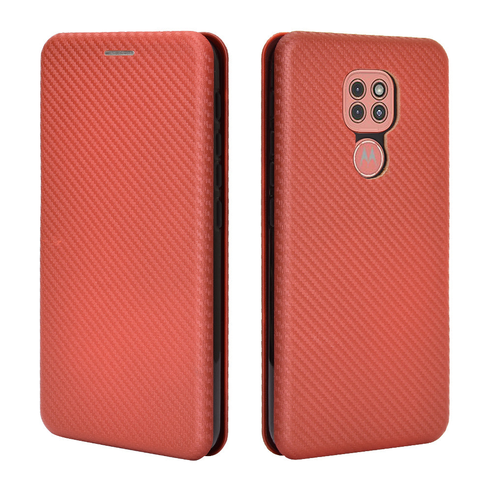 Carbon Fiber Skin Auto-absorbed Leather Cover for Motorola Moto G9 (India)/Moto G9 Play