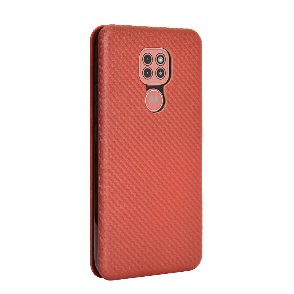 Carbon Fiber Skin Auto-absorbed Leather Cover for Motorola Moto G9 (India)/Moto G9 Play