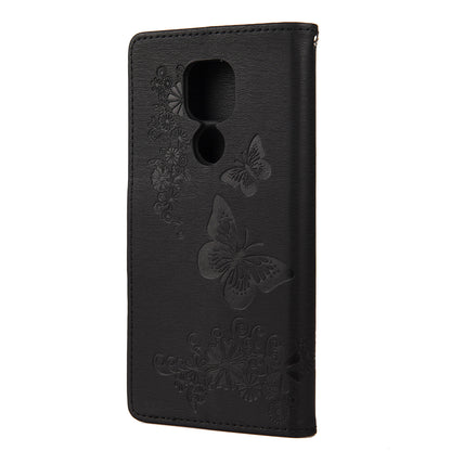 Imprint Butterfly Flower Leather Shell for Motorola Moto G9 Play