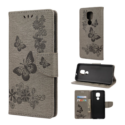 Imprint Butterfly Flower Leather Shell for Motorola Moto G9 Play