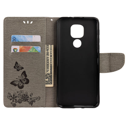 Imprint Butterfly Flower Leather Shell for Motorola Moto G9 Play