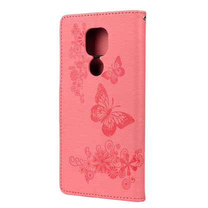 Imprint Butterfly Flower Leather Shell for Motorola Moto G9 Play