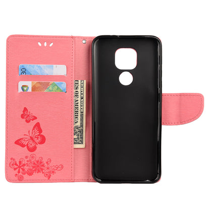 Imprint Butterfly Flower Leather Shell for Motorola Moto G9 Play